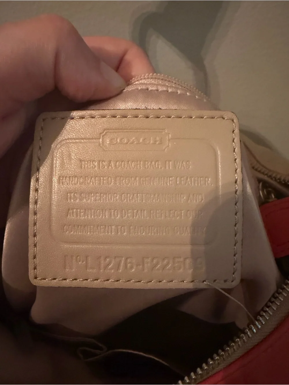 Coach Coral Pink and Cream Leather Shoulder Bag